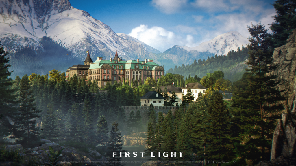 Bild auf ein Schloss. (Screenshot: 007: First Light)
