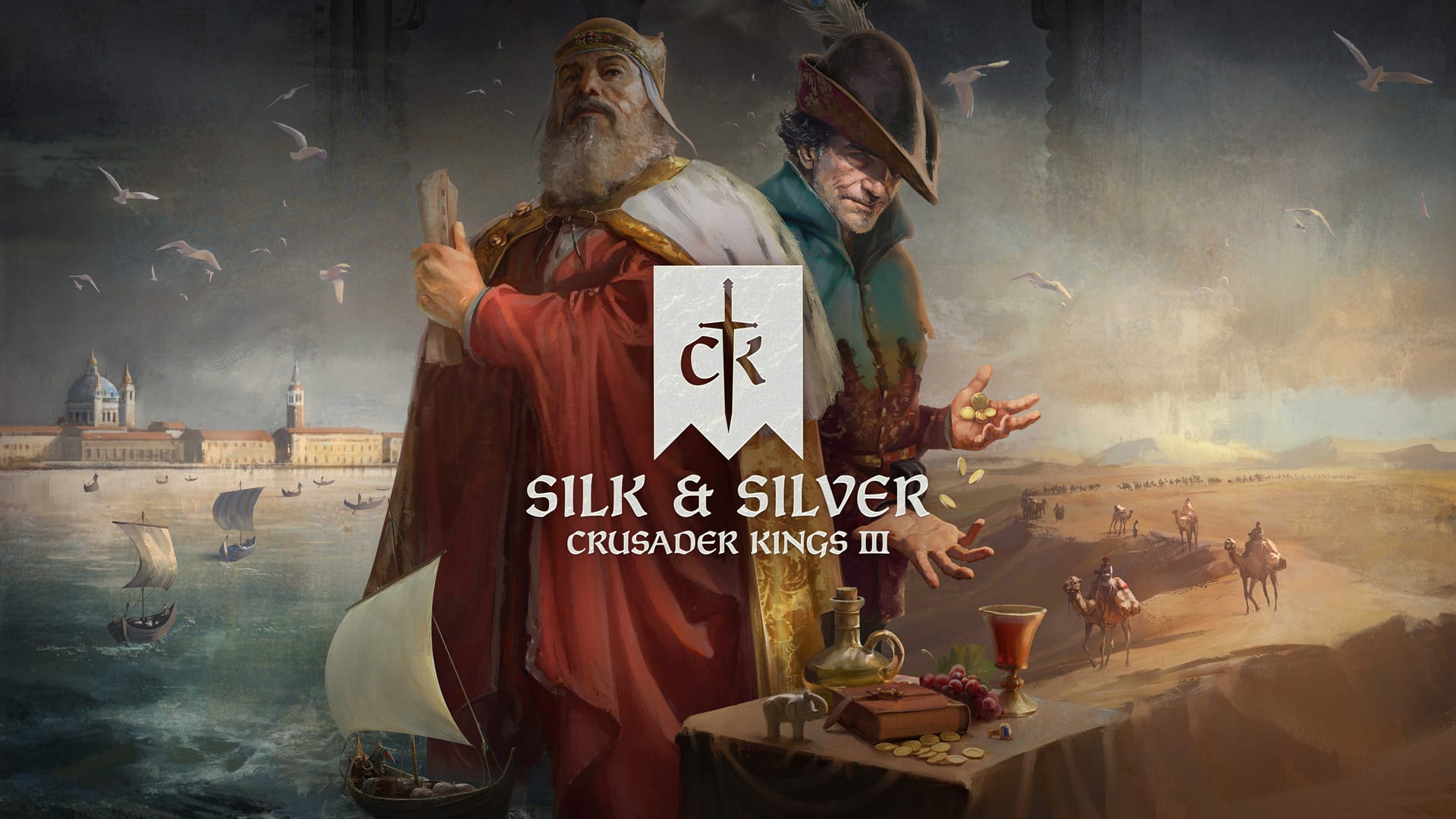 Crusader Kings III Silk and Silver Key Art Logo