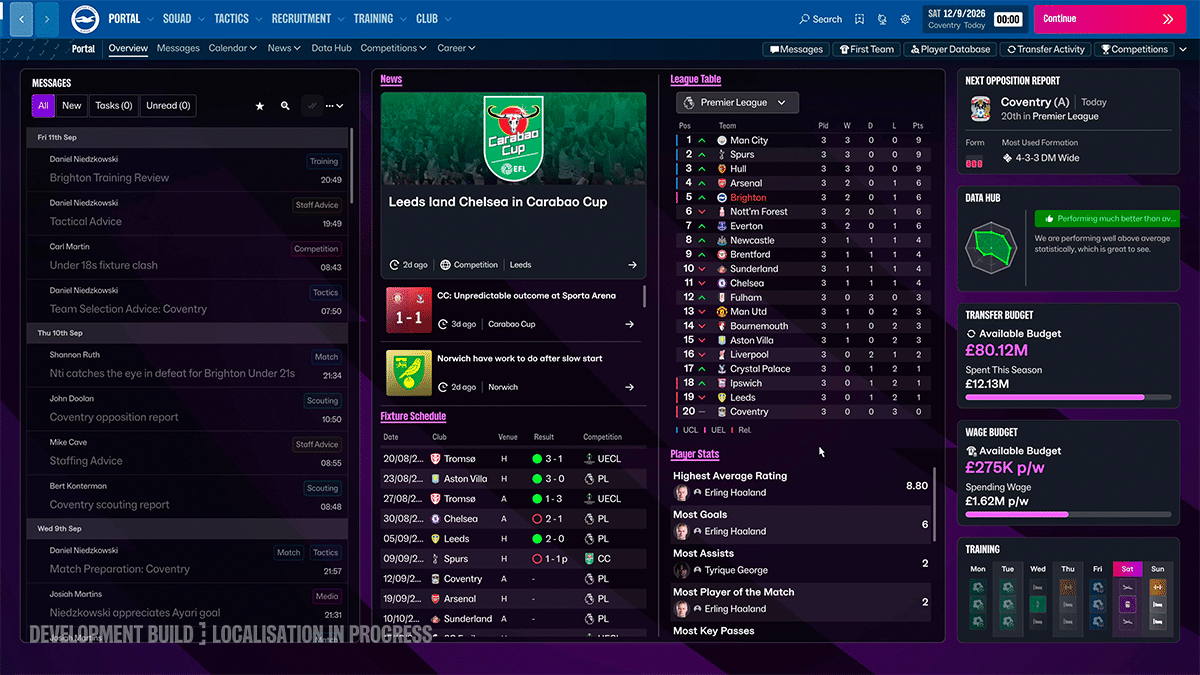 Football Manager 27 Portal Benutzeroberfläche und Taktik-Navigation