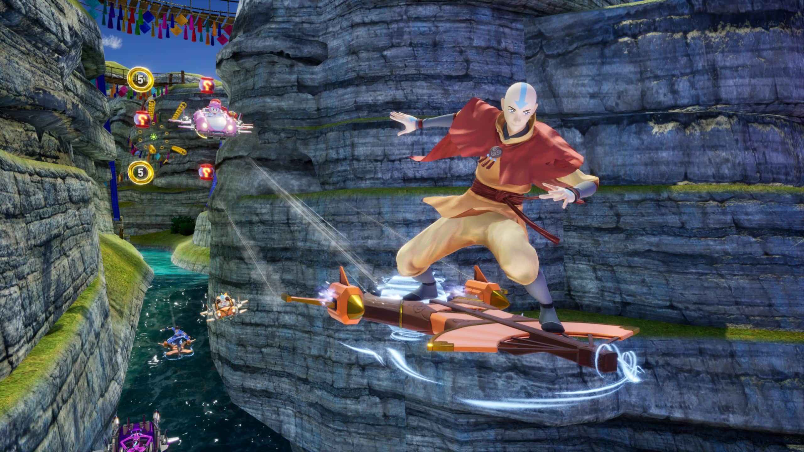 Sonic Racing: CrossWorlds Avatar Legends Pack - Aang und Katara auf der Rennstrecke
