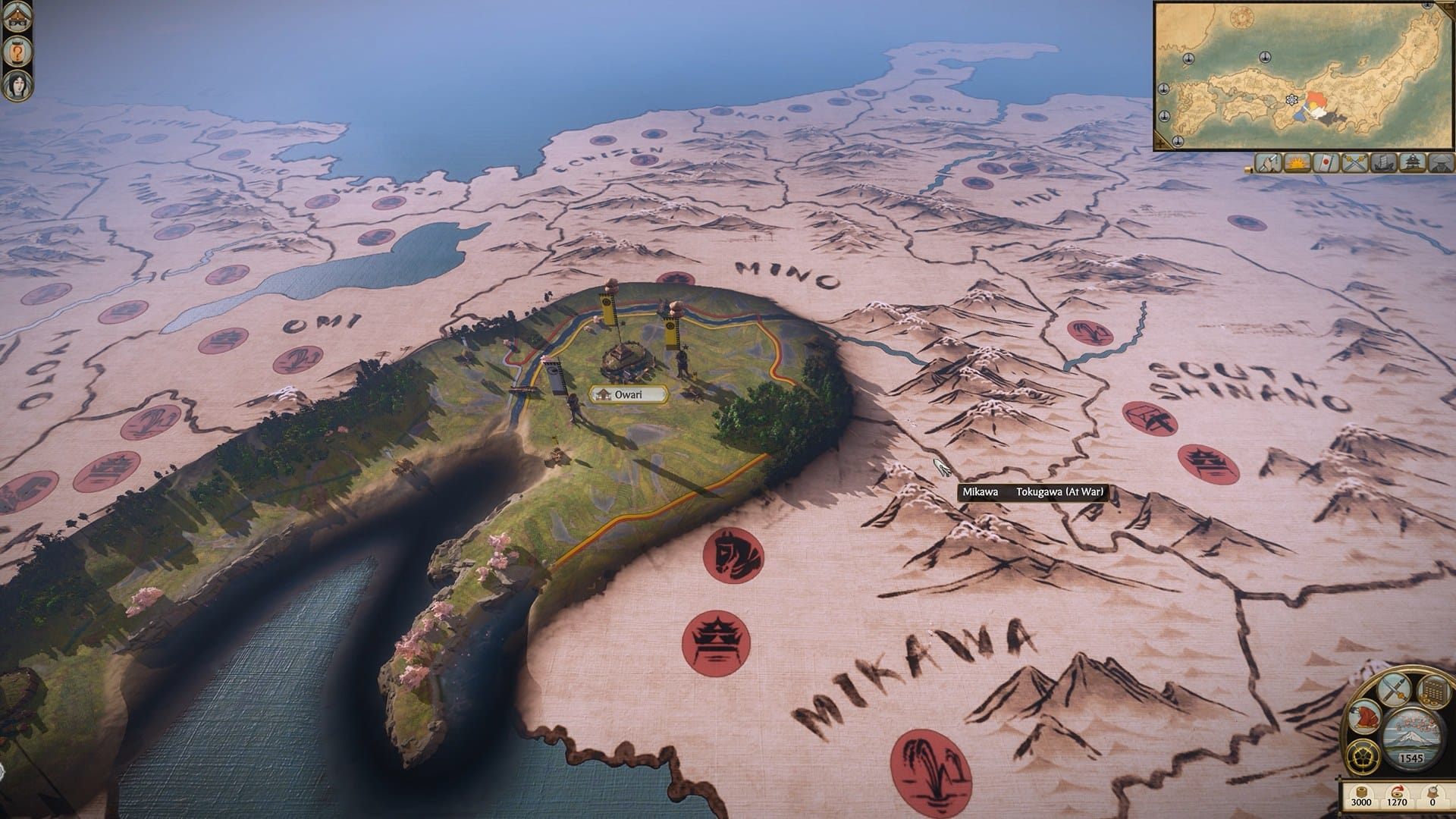 Total War: SHOGUN 2 - Übersichtliche Kampagnenkarte des feudalen Japans