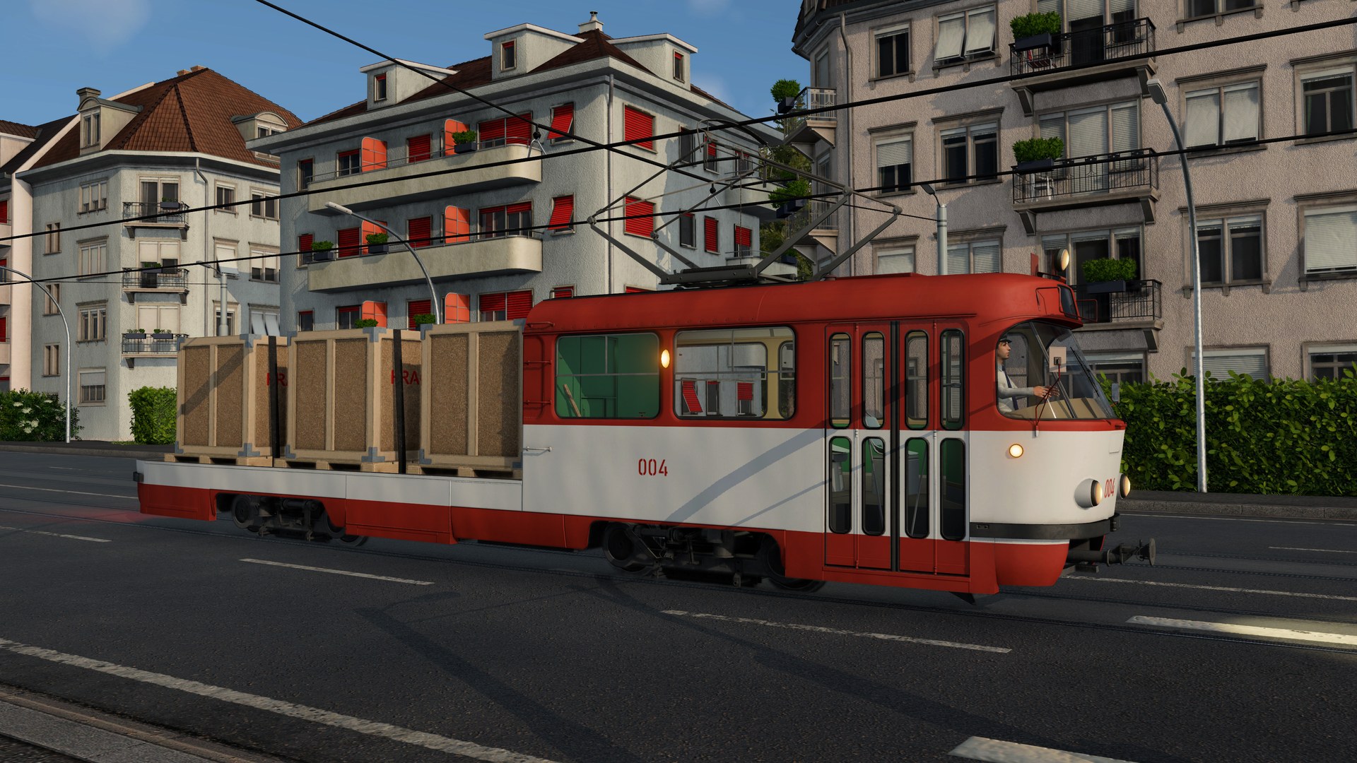 Transport Fever 3 Gütertram auf Straßengleisen