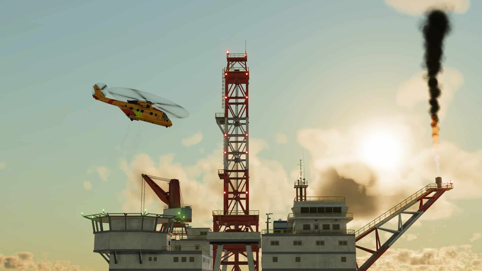 Transport Fever 3 Transport-Helikopter beim Start