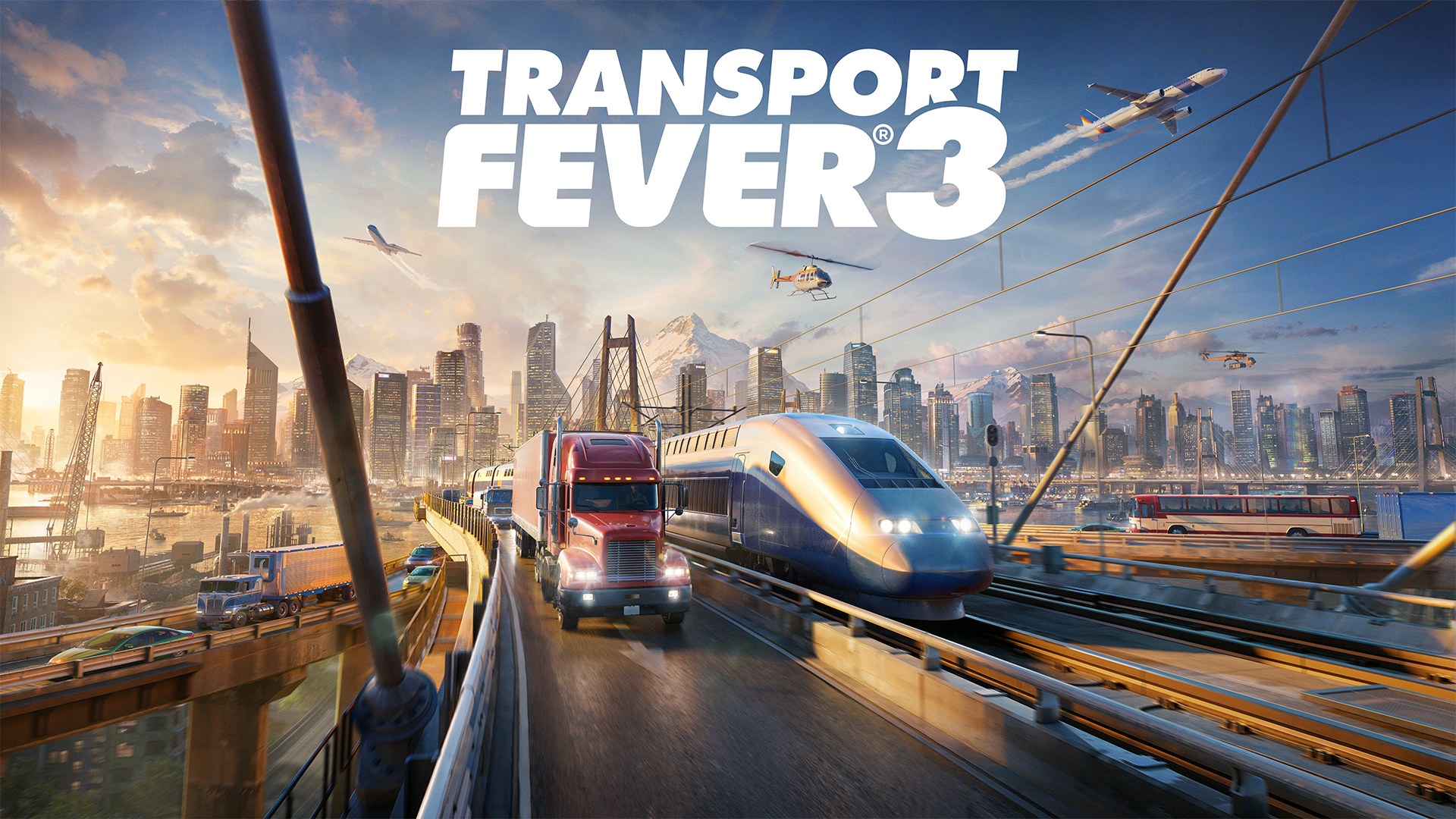 Transport Fever 3 Logo und Key Visual